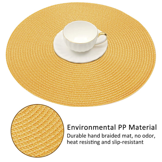 Braided Placemats for Dining Table Set of 6 - Round 15 inch Woven Heat Resistant Non-Slip Kitchen Table Mats, V1189-WXFWAL-20260319-01091