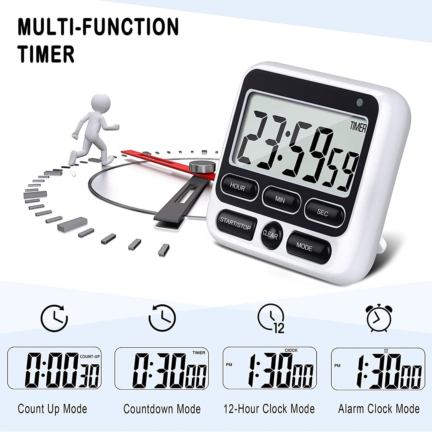 Digital Kitchen Timer, Cooking Countdown Clock with Large LCD Display, Loud Alarm and Strong Timer Blue V1189-WXFWAL-20260319-01102