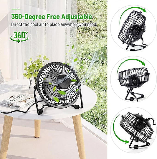 Tutuviw 4 Inch USB Desk Fan,Small and Quiet,Powerful USB Powered Portable Fan,Strong Airflow,Mini Metal USB V1189-WXFWAL-20260319-01107