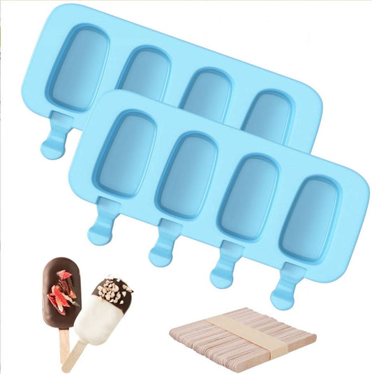 2Pack Popsicle Molds, 4 Cavities Ice Pop Molds, Silicone Popsicle Molds for Kids, Cake Pop Mold with 100 V1189-WXFWAL-20260319-01132