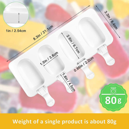 2Pack Popsicle Molds, 4 Cavities Ice Pop Molds, Silicone Popsicle Molds for Kids, Cake Pop Mold with 100 V1189-WXFWAL-20260319-01132