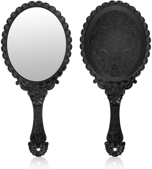 Vintage Handheld Mirror, Small Hand Held Decorative Mirrors for Face Makeup Embossed Flower Portable Antique V1189-WXFWAL-20260319-01133