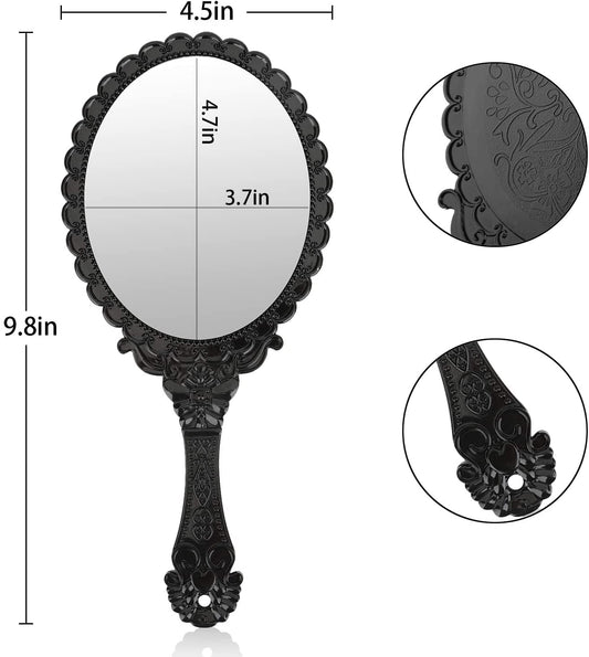 Vintage Handheld Mirror, Small Hand Held Decorative Mirrors for Face Makeup Embossed Flower Portable Antique V1189-WXFWAL-20260319-01133