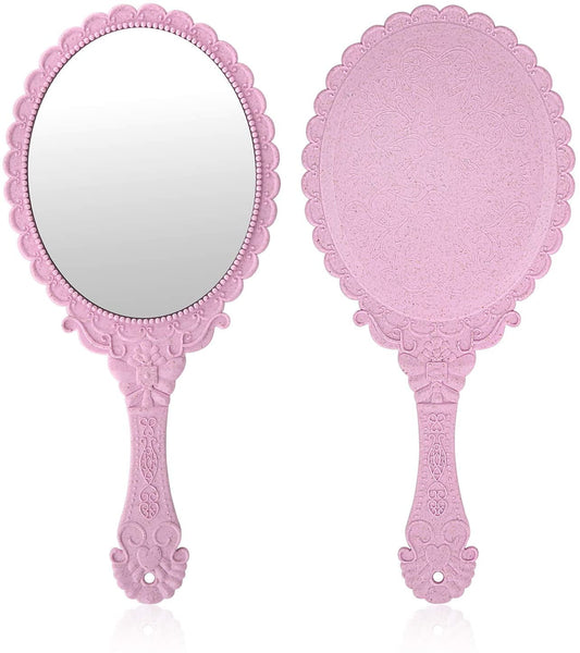 Vintage Handheld Mirror, Small Hand Held Decorative Mirrors for Face Makeup Embossed Flower Portable Antique V1189-WXFWAL-20260319-01135
