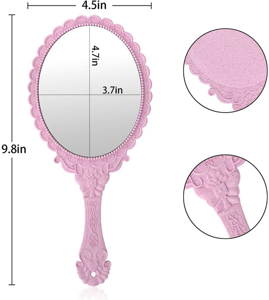 Vintage Handheld Mirror, Small Hand Held Decorative Mirrors for Face Makeup Embossed Flower Portable Antique V1189-WXFWAL-20260319-01135