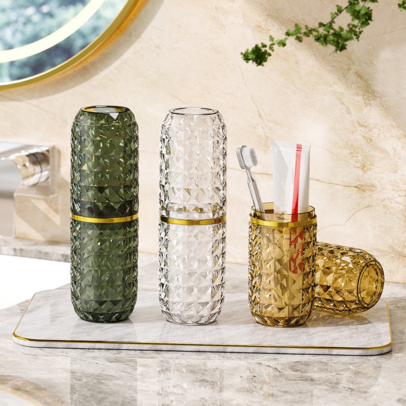 harmtty Toothbrush Box Large Capacity Light Luxury Portable Travel Toothbrush Toothpaste Holder Case for V1189-WXFWAL-20260319-01139