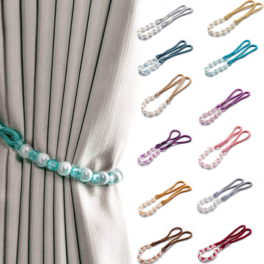 Visland 2 Pack Acrylic Pearl Curtain Tie Backs Curtain Hooks, Elegant Beads Curtain Rope Straps, Decorative V1189-WXFWAL-20260319-01155