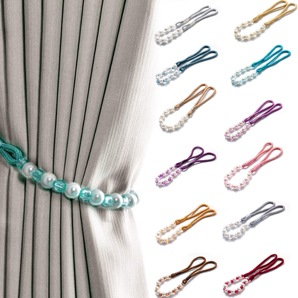 Visland 2 Pack Acrylic Pearl Curtain Tie Backs Curtain Hooks, Elegant Beads Curtain Rope Straps, Decorative V1189-WXFWAL-20260319-01156
