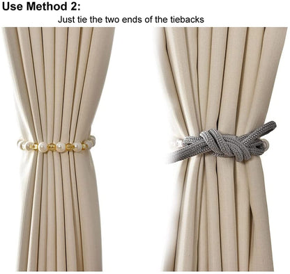 Visland 2 Pack Acrylic Pearl Curtain Tie Backs Curtain Hooks, Elegant Beads Curtain Rope Straps, Decorative V1189-WXFWAL-20260319-01156