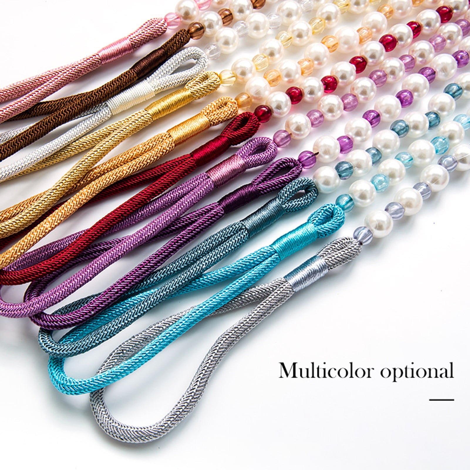 Visland 2 Pack Acrylic Pearl Curtain Tie Backs Curtain Hooks, Elegant Beads Curtain Rope Straps, Decorative V1189-WXFWAL-20260319-01156
