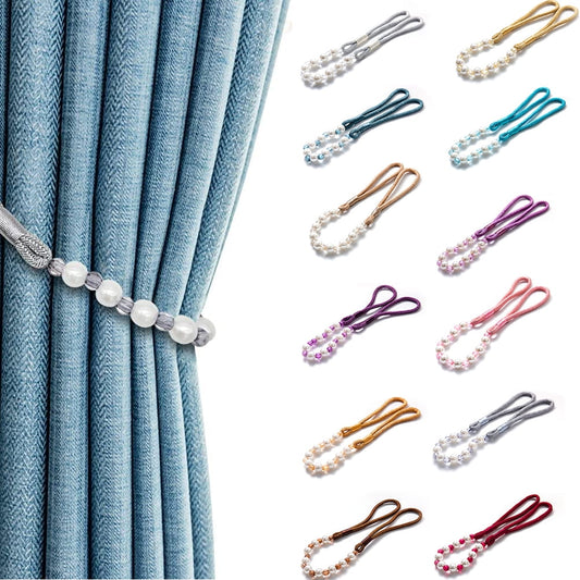 Visland 2 Pack Acrylic Pearl Curtain Tie Backs Curtain Hooks, Elegant Beads Curtain Rope Straps, Decorative V1189-WXFWAL-20260319-01159