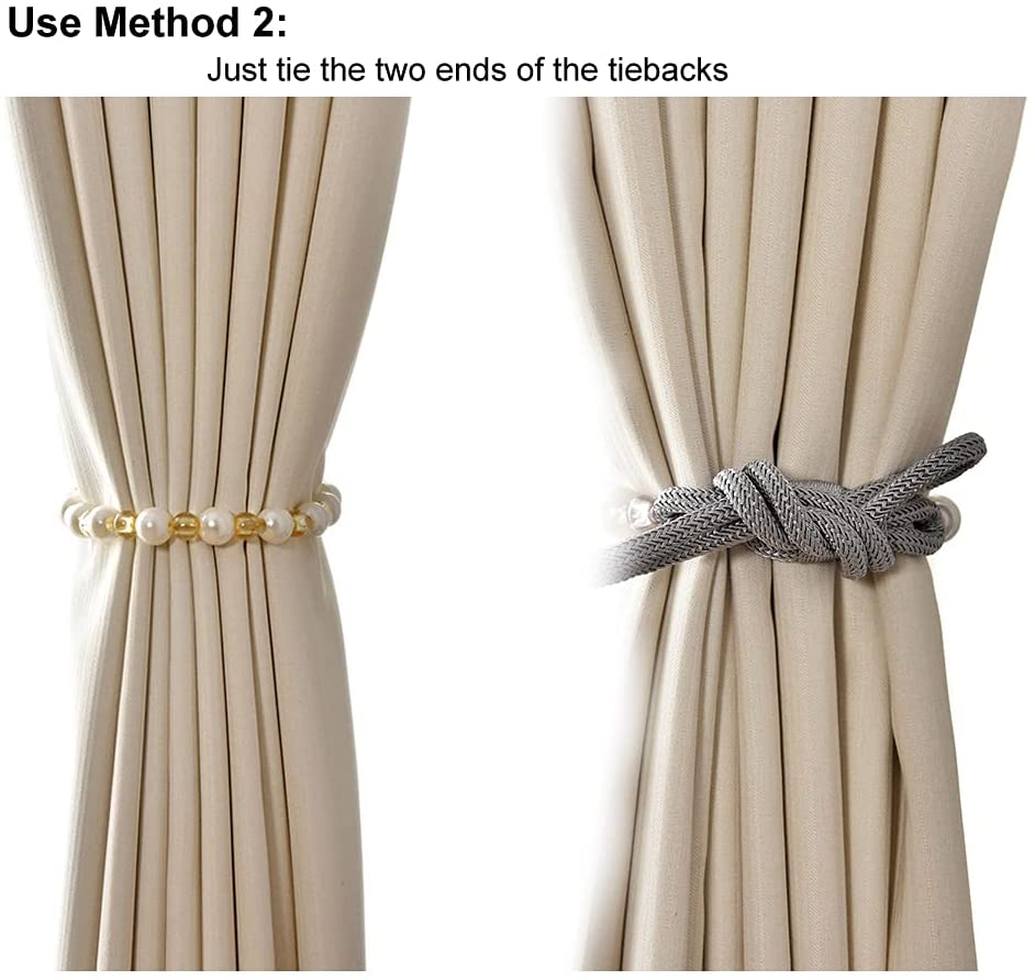 Visland 2 Pack Acrylic Pearl Curtain Tie Backs Curtain Hooks, Elegant Beads Curtain Rope Straps, Decorative V1189-WXFWAL-20260319-01159