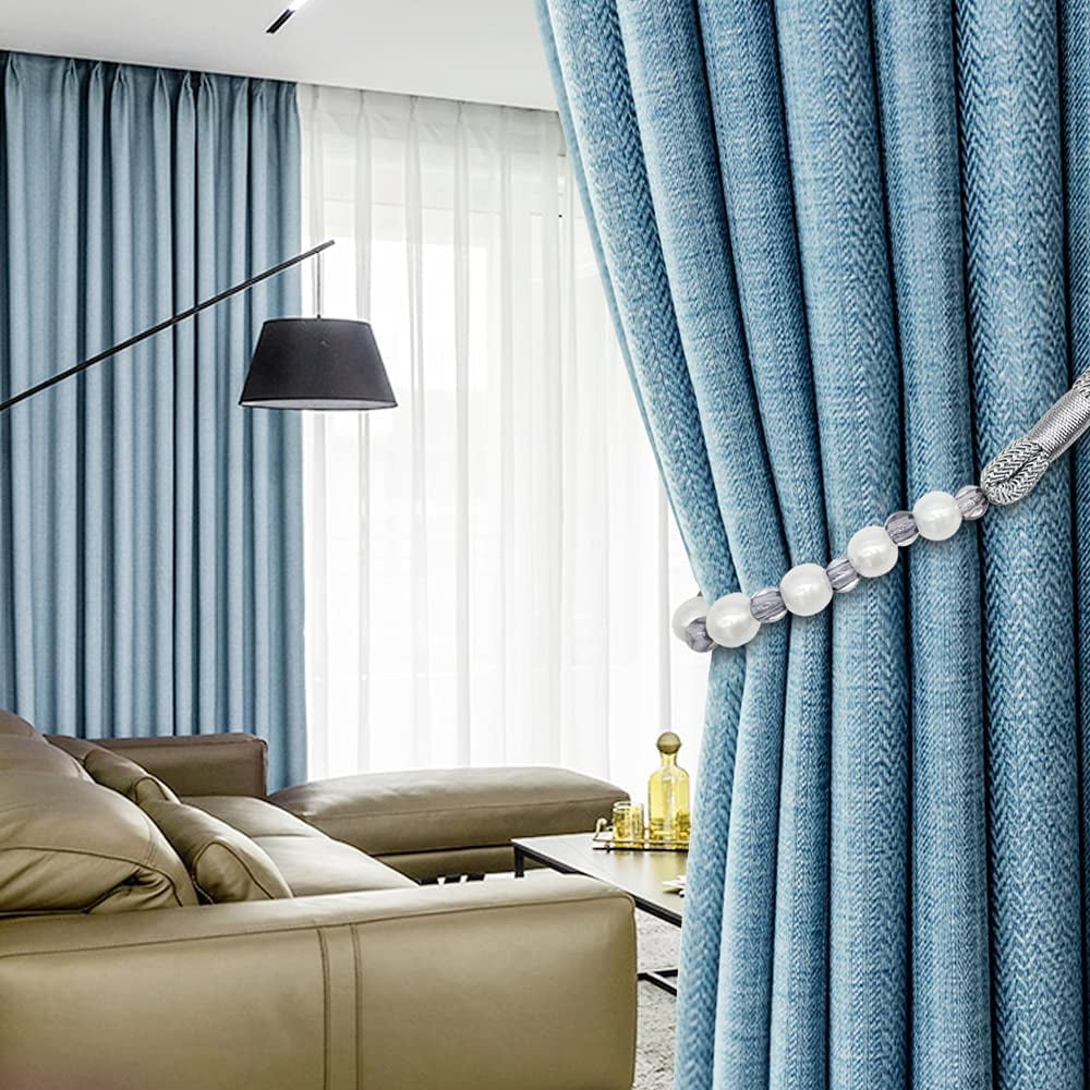 Visland 2 Pack Acrylic Pearl Curtain Tie Backs Curtain Hooks, Elegant Beads Curtain Rope Straps, Decorative V1189-WXFWAL-20260319-01159