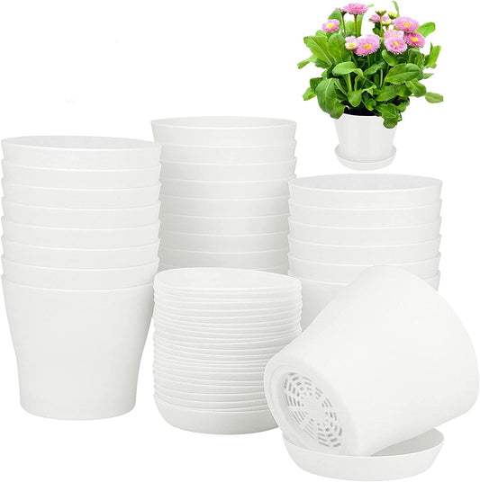 Pots for Plants, 8 Pack 4.8 inch Plastic Planters with Multiple Drainage Holes and Trays - Plant Pots for All V1189-WXFWAL-20260319-01165