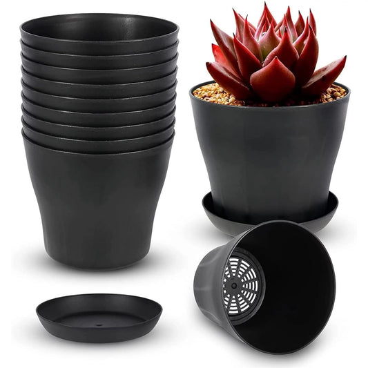 Pots for Plants, 8 Pack 4.8 inch Plastic Planters with Multiple Drainage Holes and Trays - Plant Pots for All V1189-WXFWAL-20260319-01166