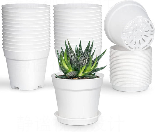 Pots for Plants, 8 Pack 4.8 inch Plastic Planters with Multiple Drainage Holes and Trays - Plant Pots for All V1189-WXFWAL-20260319-01167