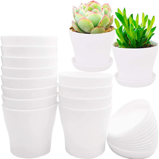 Pots for Plants, 8 Pack 4 inch Plastic Planters with Multiple Drainage Holes and Trays - Plant Pots for All V1189-WXFWAL-20260319-01175