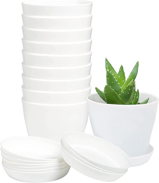 Pots for Plants, 8 Pack 4 inch Plastic Planters with Multiple Drainage Holes and Trays - Plant Pots for All V1189-WXFWAL-20260319-01176