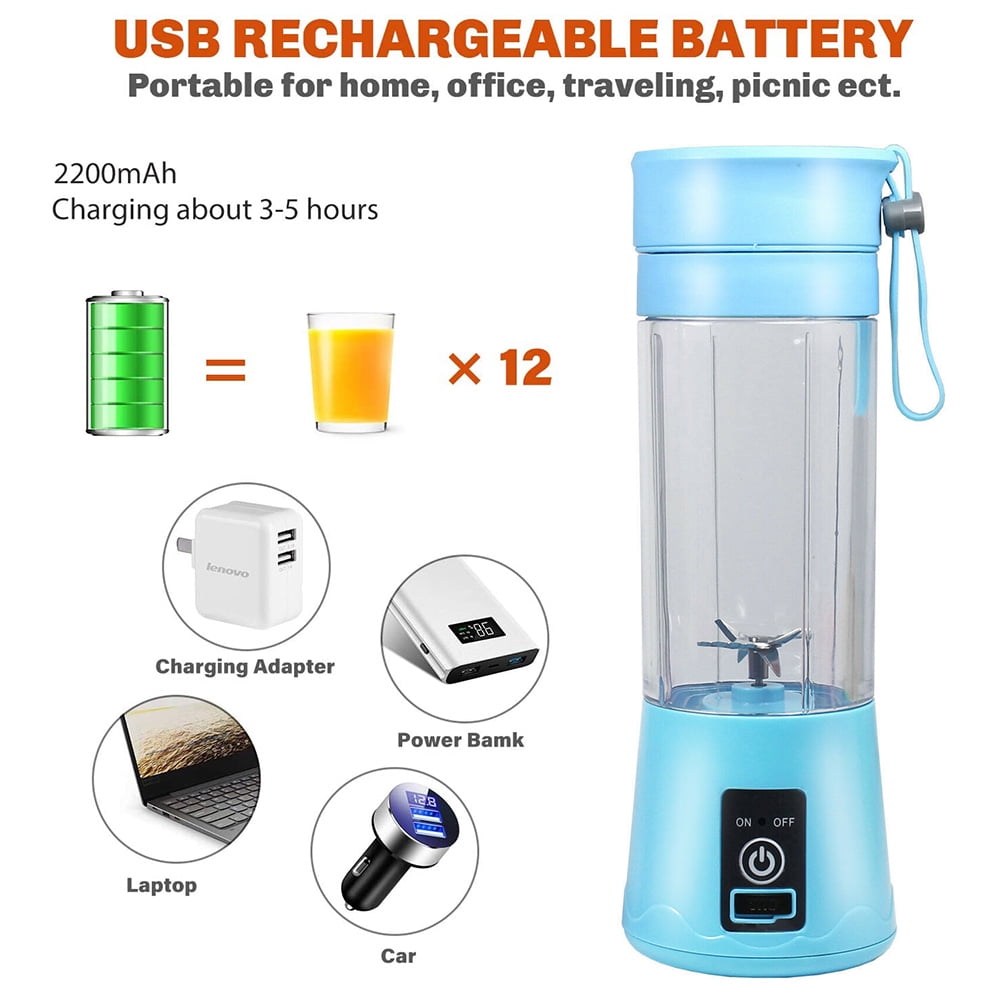 Mini Portable Blender,Smoothies Personal Blender Mini Shakes Juicer Cup USB Rechargeable With 6 blades,White V1189-WXFWAL-20260319-01211
