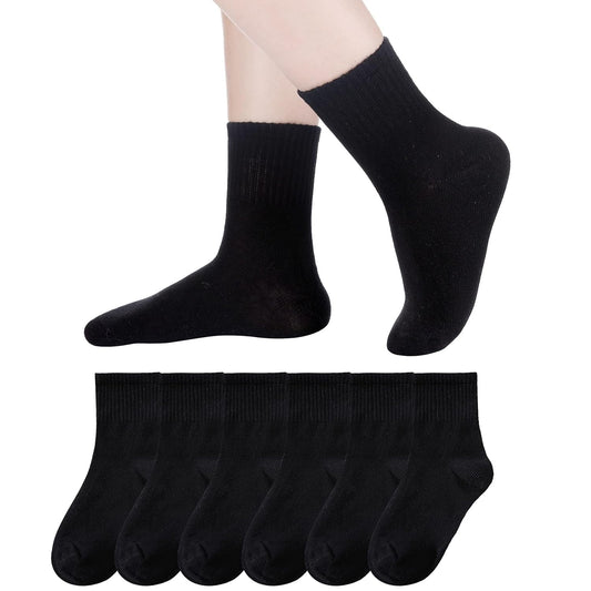 Holzlrgus Kids Athletic Crew Socks Boys Girls Cotton School Uniform Casual Basic Socks 6 Pairs 6 - 8 Years V1189-WXFWAL-20260319-01251