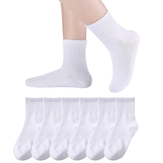 Holzlrgus Kids Athletic Crew Socks Boys Girls Cotton School Uniform Casual Basic Socks 6 Pairs 6 - 8 Years V1189-WXFWAL-20260319-01260