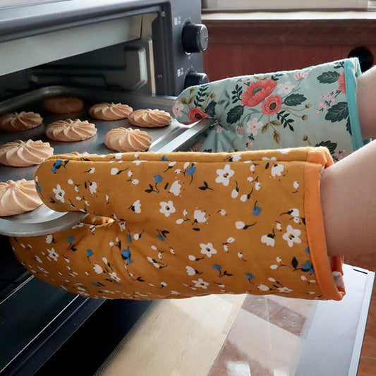 4 Pack Oven Mitts and Pot Holders Set, Heat Resistant Fabric Bake Pot Holders Gloves, Yellow Floral V1189-WXFWAL-20260319-01270