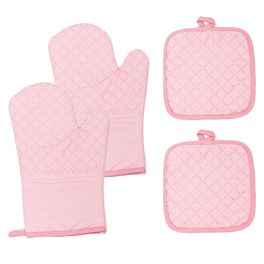 Oven Mitts and Pot Holders for Kitchen Heat Resistant - 4pcs Cotton Oven Gloves & Hot Pads with Non-Slip V1189-WXFWAL-20260319-01271