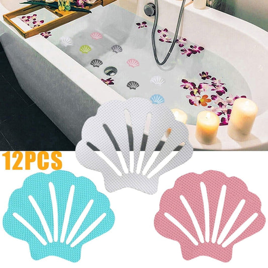 12pcs Non-Slip Shower Clip Stickers Non-Slip Shower Mat Floor Safety Tape Bathtub Shower Stair Stickers Blue V1189-WXFWAL-20260319-01278