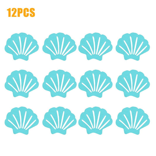 12pcs Non-Slip Shower Clip Stickers Non-Slip Shower Mat Floor Safety Tape Bathtub Shower Stair Stickers Blue V1189-WXFWAL-20260319-01278