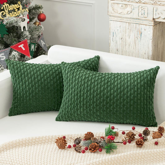 Holzlrgus Fall Set of 2 Striped Textured Velvet Corduroy Decorative Europe Sham Seasonal Autumn Throw Pillow V1189-WXFWAL-20260319-01308
