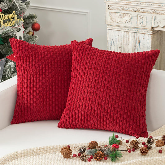 Holzlrgus Fall Set of 2 Striped Textured Velvet Corduroy Decorative Europe Sham Seasonal Autumn Throw Pillow V1189-WXFWAL-20260319-01331