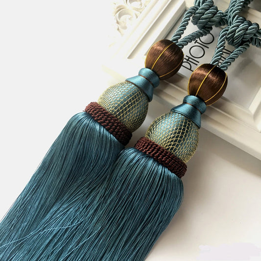 Bosisa 2pcs Large Tie Backs Ball Tassel Curtain Rope Tieback,Gold Blue V1189-WXFWAL-20260319-01341