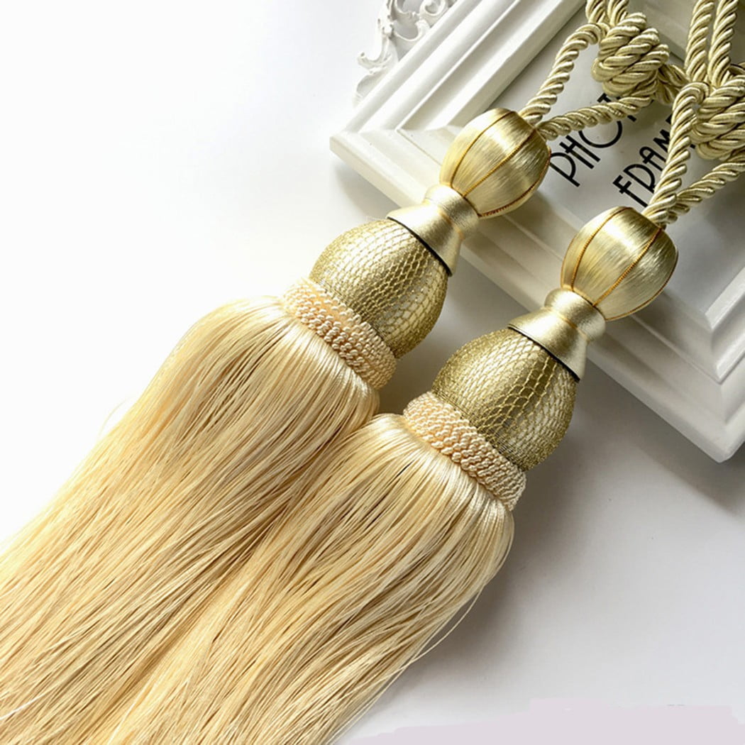 Bosisa 2pcs Large Tie Backs Ball Tassel Curtain Rope Tieback Gold V1189-WXFWAL-20260319-01342