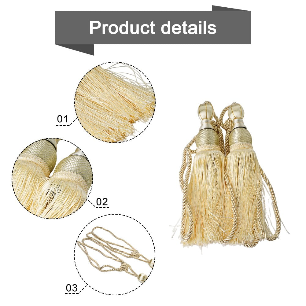 Bosisa 2pcs Large Tie Backs Ball Tassel Curtain Rope Tieback Gold V1189-WXFWAL-20260319-01342