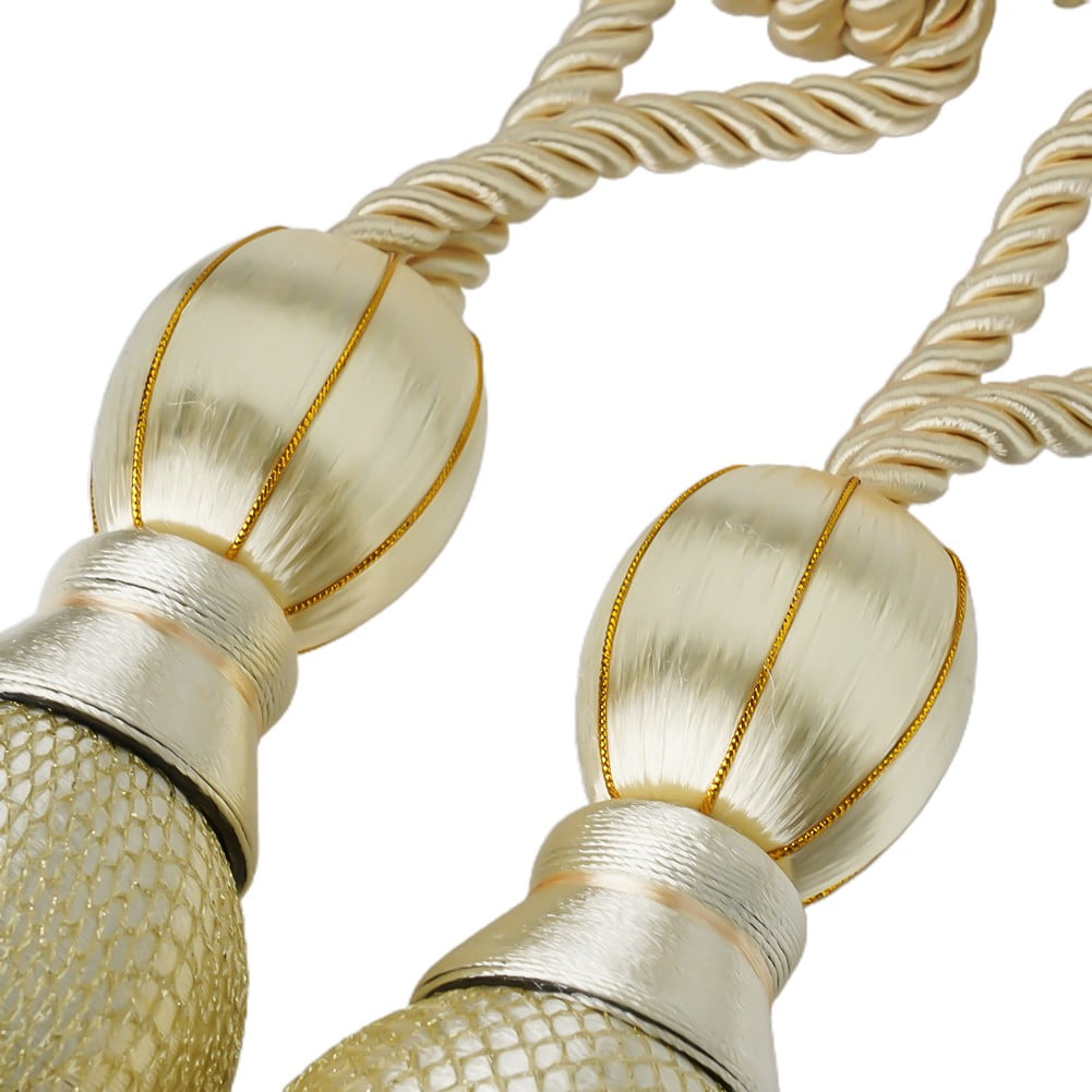Bosisa 2pcs Large Tie Backs Ball Tassel Curtain Rope Tieback Gold V1189-WXFWAL-20260319-01342