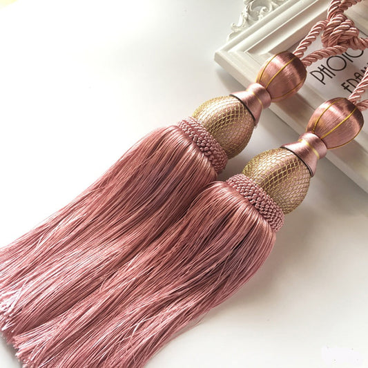 Bosisa 2pcs Large Tie Backs Ball Tassel Curtain Rope Tieback,Gold Pink V1189-WXFWAL-20260319-01343