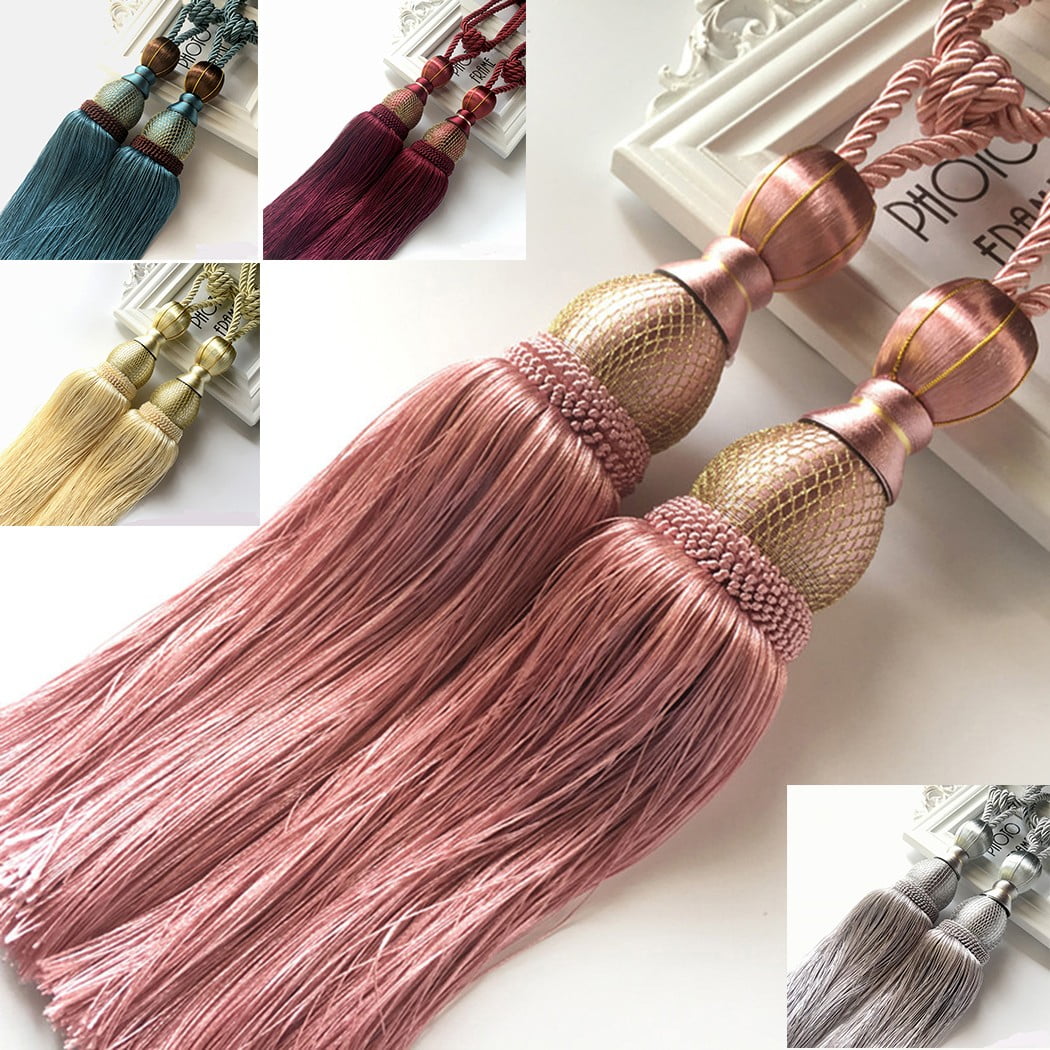 Bosisa 2pcs Large Tie Backs Ball Tassel Curtain Rope Tieback,Gold Pink V1189-WXFWAL-20260319-01343