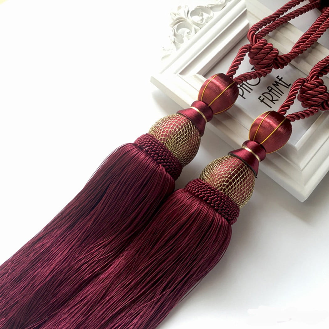Bosisa 2pcs Large Tie Backs Ball Tassel Curtain Rope Tieback,Gold Red V1189-WXFWAL-20260319-01344