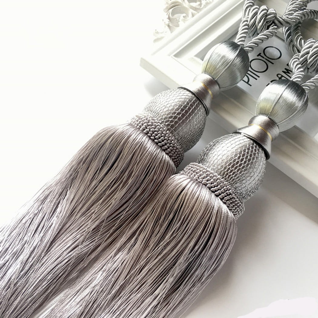 Bosisa 2pcs Large Tie Backs Ball Tassel Curtain Rope Tieback,Gold Silver V1189-WXFWAL-20260319-01345