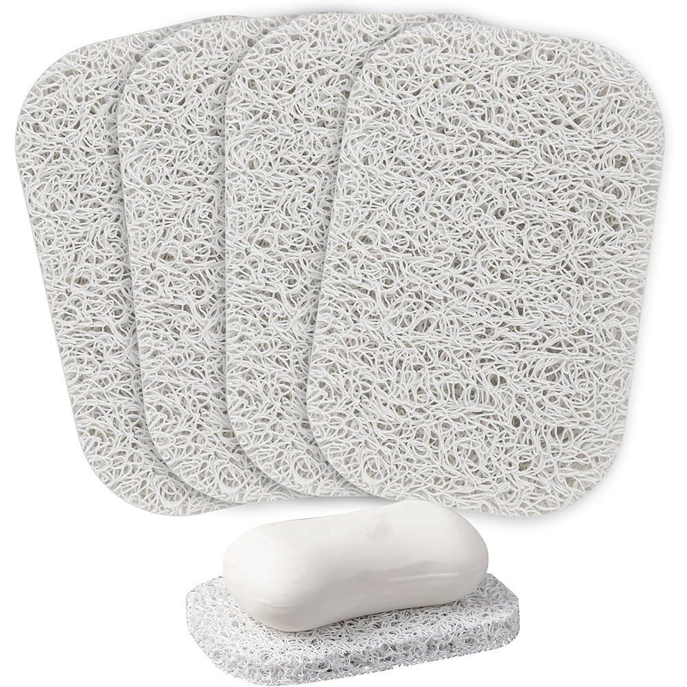 Lierteer 5PCS Shower Soap Bar Saver Lift Holder Dish Sponge Rack Tray Fast Dry Non-Slip white V1189-WXFWAL-20260319-01348