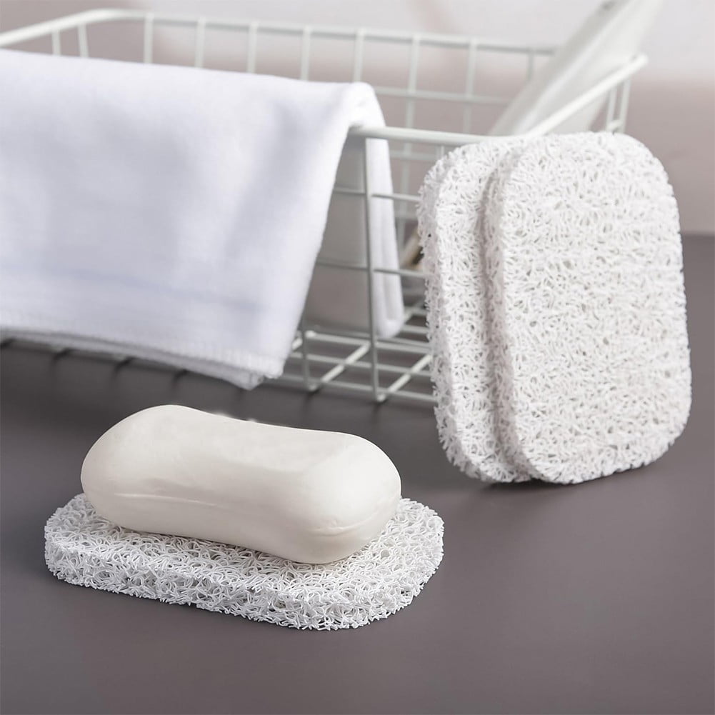 Lierteer 5PCS Shower Soap Bar Saver Lift Holder Dish Sponge Rack Tray Fast Dry Non-Slip white V1189-WXFWAL-20260319-01348