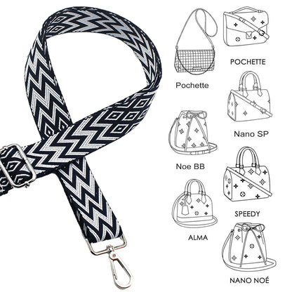 Replacement Crossbody Strap Handbag Guitar Strap Purse Shoulder Strap Adjustable Retro Jacquard - Dark blue V1189-WXFWAL-20260319-01349