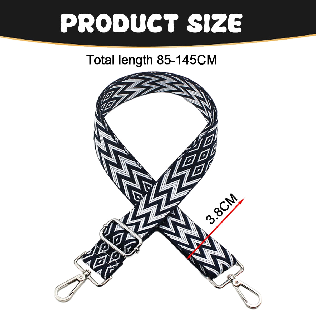Replacement Crossbody Strap Handbag Guitar Strap Purse Shoulder Strap Adjustable Retro Jacquard - Dark blue V1189-WXFWAL-20260319-01349