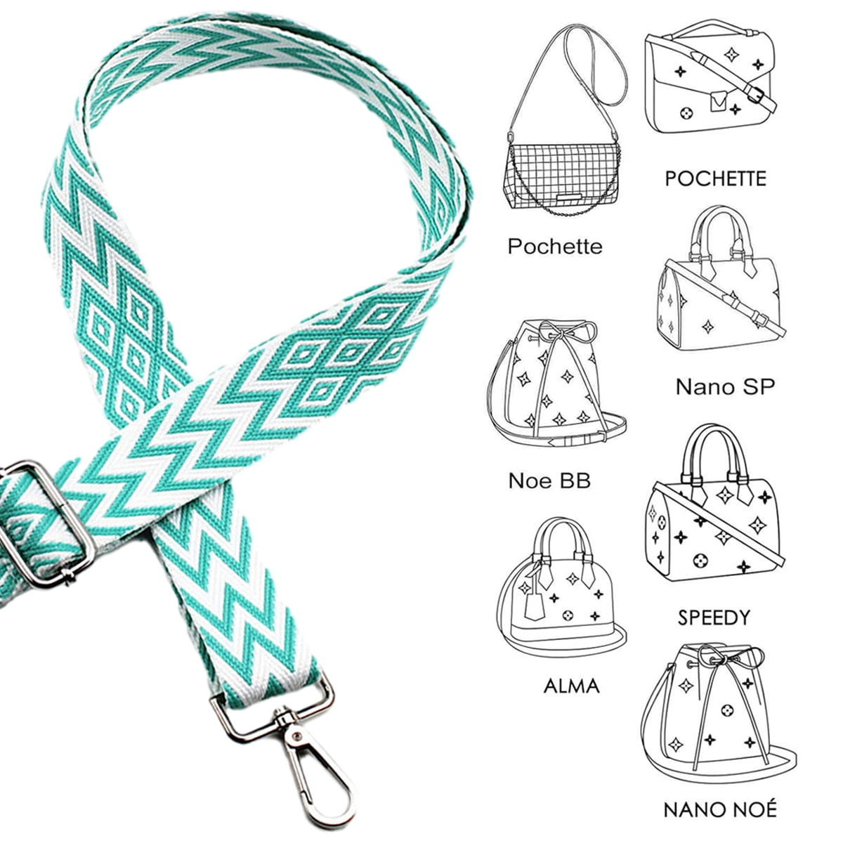 Replacement Crossbody Strap Handbag Guitar Strap Purse Shoulder Strap Adjustable Retro Jacquard - Dark blue V1189-WXFWAL-20260319-01350