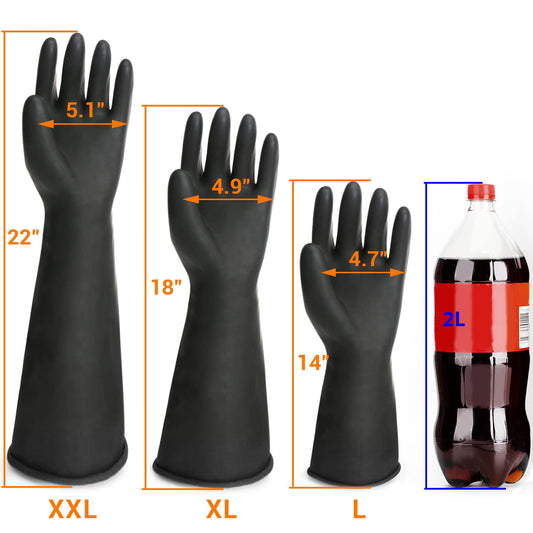 Black Rubber Gloves Extra Large, 22" Long Chemical Resistant Gloves, Waterproof Reusable Dishwashing V1189-WXFWAL-20260319-01359