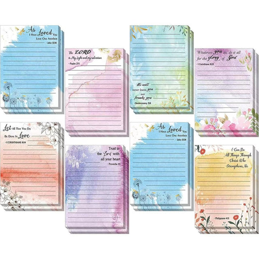 8 Pack Christian Notepads Inspirational Floral Design Adhesive Sticky Note Pads Religious Bible Verse Quotes V1189-WXFWAL-20260319-01380