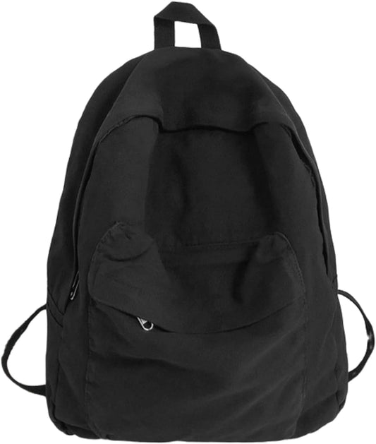 LinYooLi vintage canvas backpack for women men travel backpack solid color simple backpack laptop backpack V1189-WXFWAL-20260319-01382