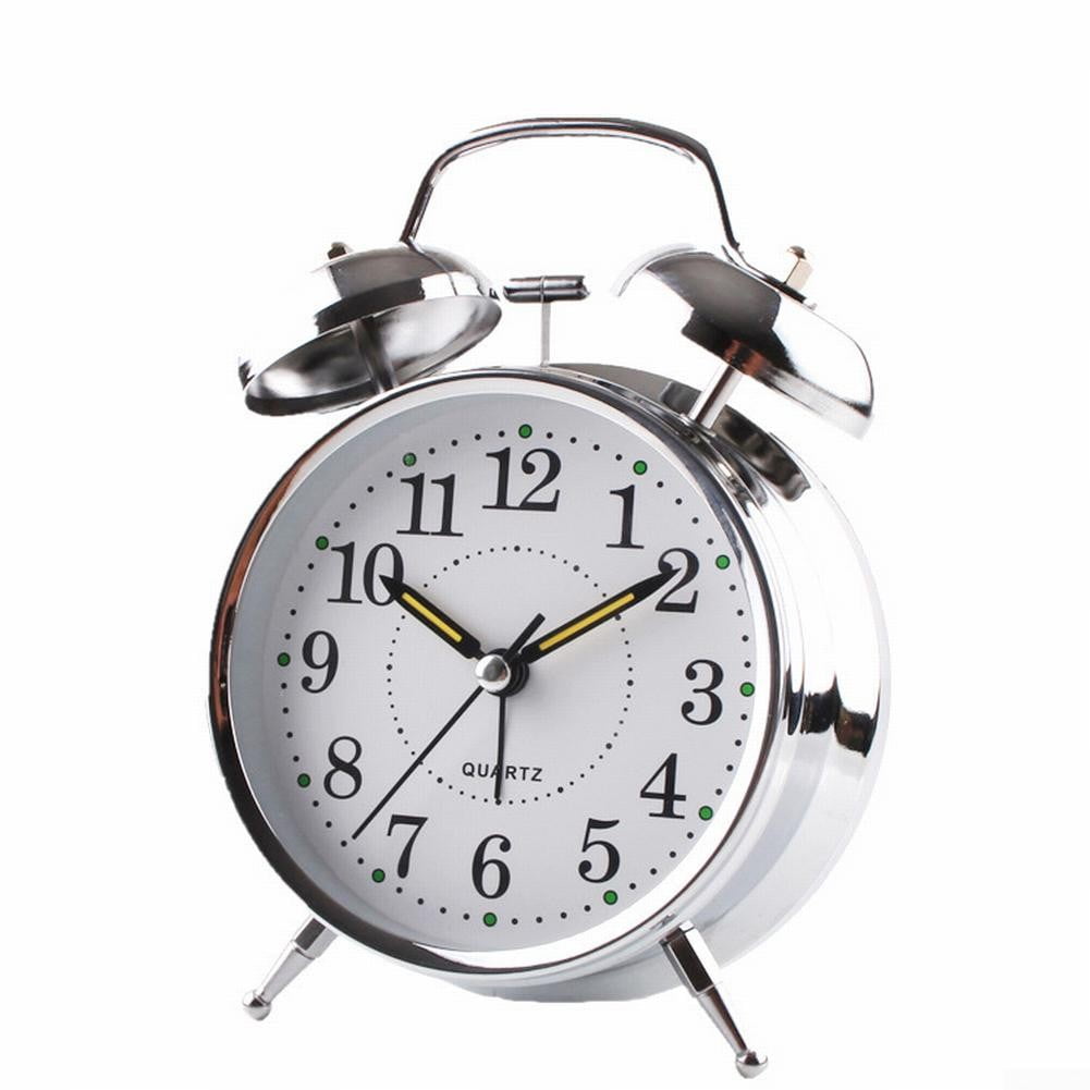 Bedside Traditional Classic Saxon Wind Up Double Bell Alarm Clock Chrome V1189-WXFWAL-20260319-01384