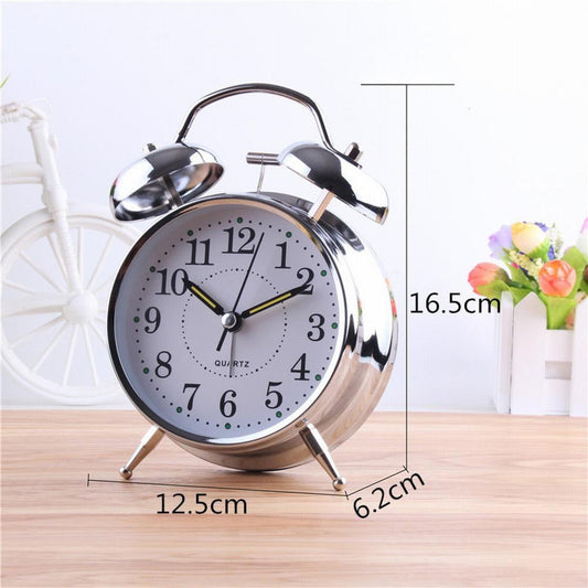 Bedside Traditional Classic Saxon Wind Up Double Bell Alarm Clock Chrome V1189-WXFWAL-20260319-01384