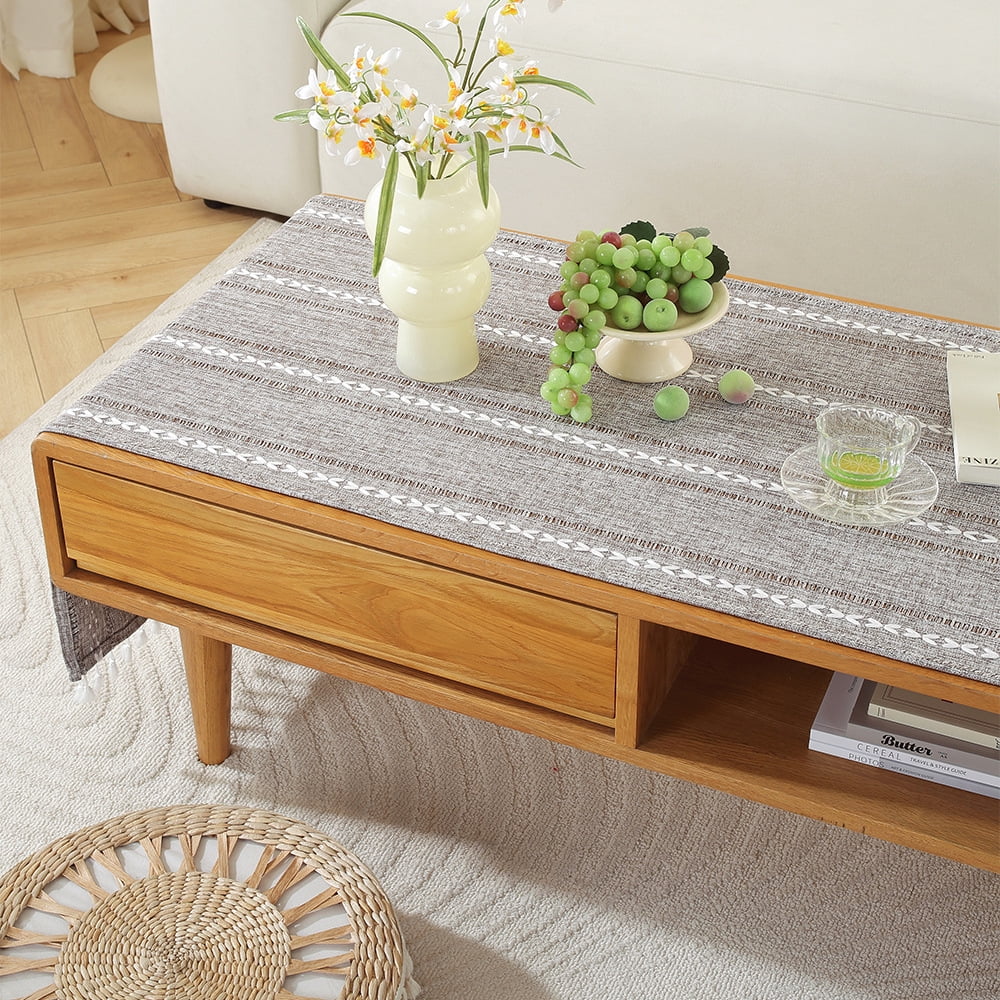 WCHUANG Coffee Table Cloth, Table Cover with Pockets and Tassel, Cotton Linen Rectangle Tablecloths Washer V1189-WXFWAL-20260319-01390
